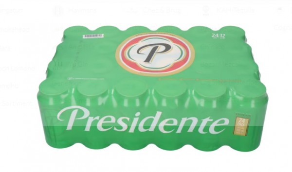 PRESIDENTE Pilsener Kiste DOSE 24 x 355 ml / 5 % Dom. Rep.