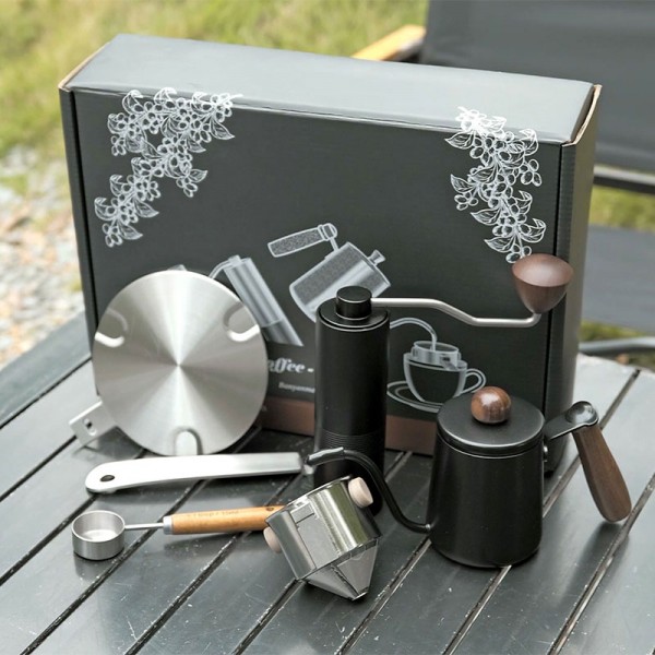 JOMBALA Coffee-Mate Kaffee Tool Set 5-Teilig mit Krug und Mühle in Geschenkbox