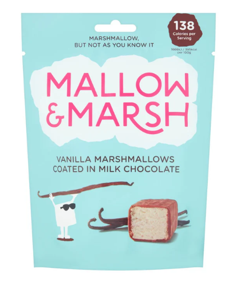 MALLOW & MARSH Vanilla Marshmallows Chocolate coated 100 Gramm UK