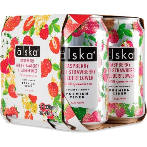 Älska Raspberry, Wild Strawberry & Elderflower Cider Kiste 24 x 330 ml / 4 % Schweden