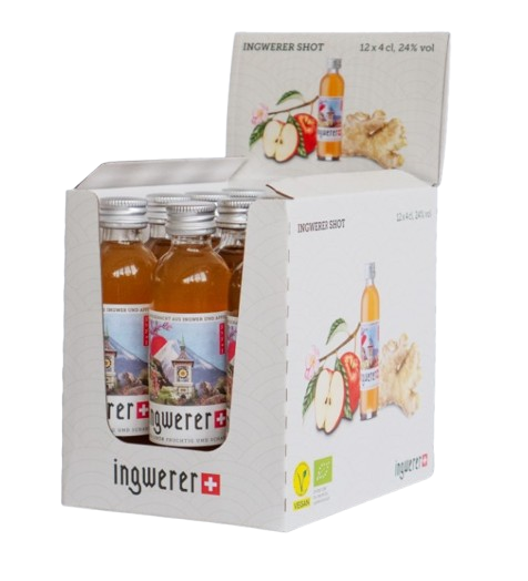 INGWERER SHOT Ginger Likör aus Bern das Orignal Box 12 x 4 cl / 24 % Schweiz