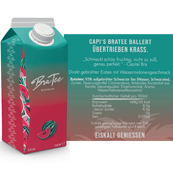 BraTee - Capital Bra Eistee Wassermelone Kiste 24 x 750 ml Deutschland