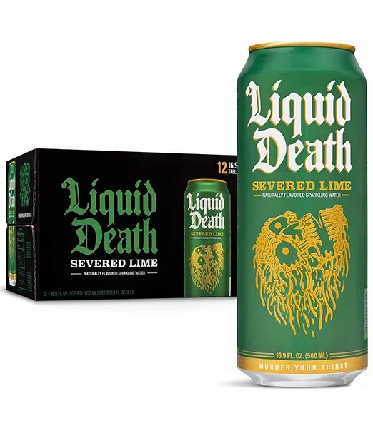 Liquid Death SEVERED LIME Flavoured Sparkling Water Kiste 12 x 500 ml Österreich