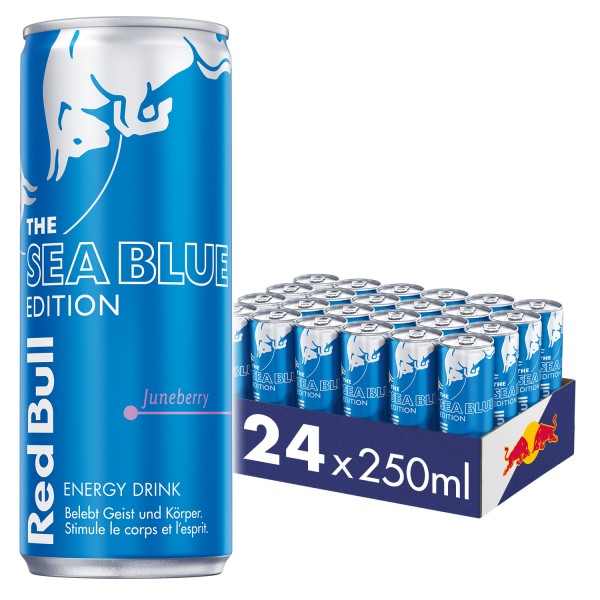 Red Bull Energy Drink SEA BLUE Edition JUNEBERRY Kiste 24 x 250 ml Schweiz