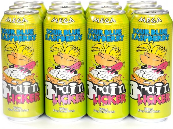 Brain Licker Fizzy BLUE RAZZ Raspberry Kiste 24 x 330 ml Spanien