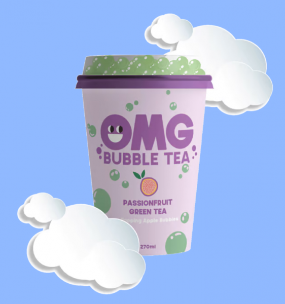 OMG BUBBLE TEA PASSION FRUIT Popping Apple Flavor Bubbles Kiste 10 x 270 ml Litauen