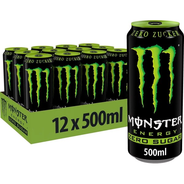 MONSTER Energy Drink ZERO Sugar Kiste 12 x 500 ml UK