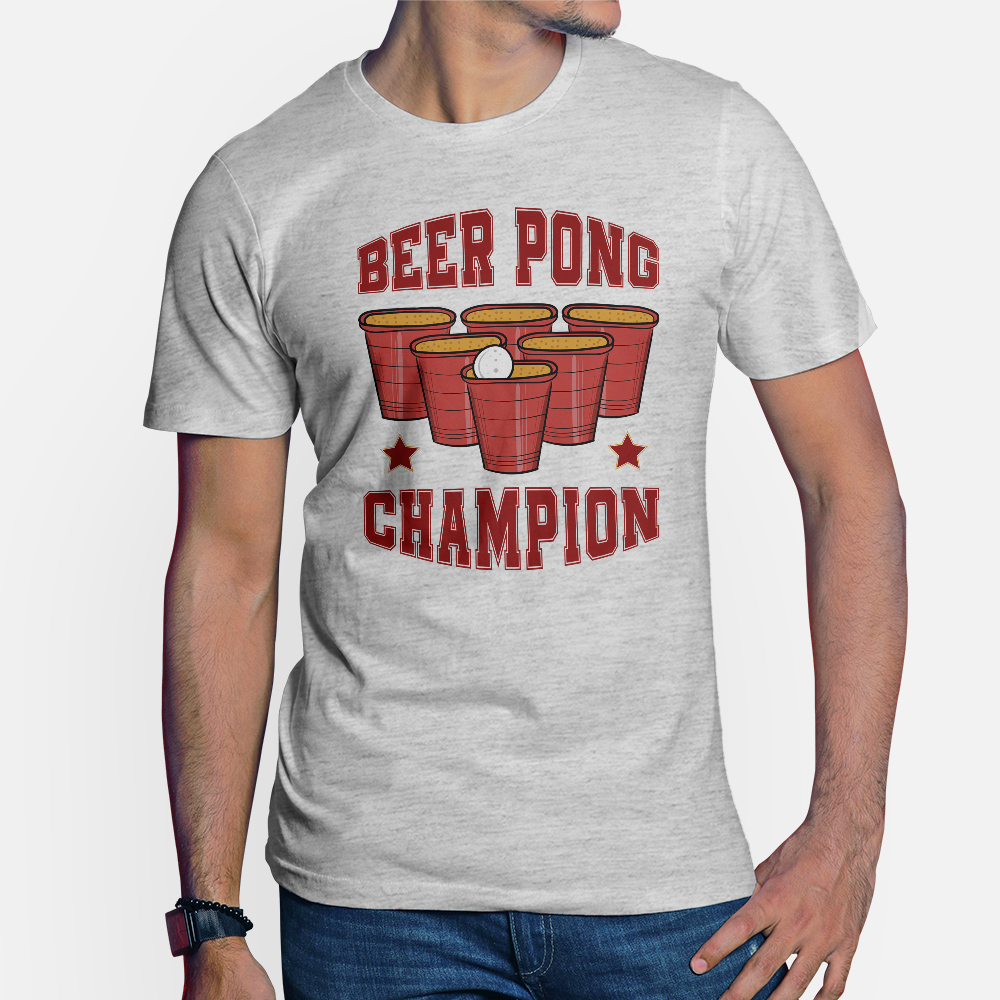 Shirtstar Premium Beer Pong Champion T Shirt Herren Grau Ash Meliert Div Grössen Drink Shopch 9425