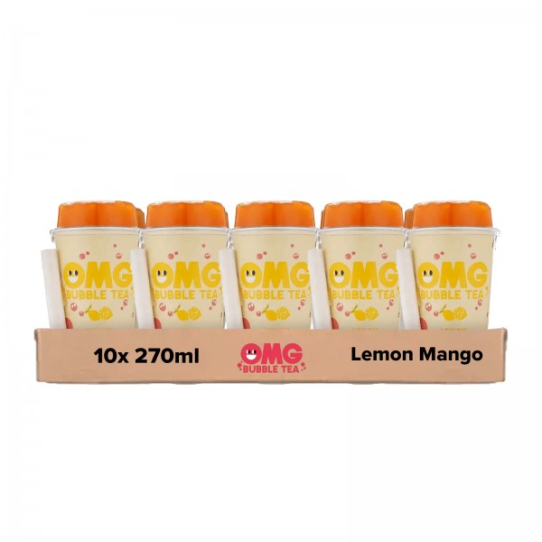 OMG BUBBLE TEA LEMON Popping Mango Flavor Bubbles Kiste 10 x 270 ml Litauen