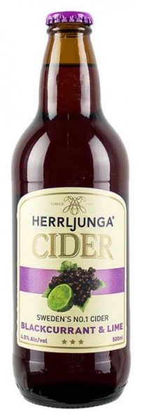 HERRLJUNGA Cider BLACKCURRANT - LIME Glasflasche 500 ml / 4.0 % Schweden