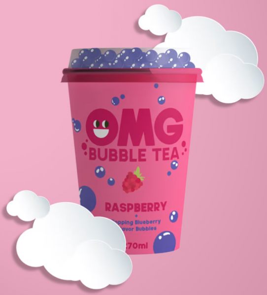 OMG BUBBLE TEA RASPBERRY Popping Blueberry Flavor Bubbles box 10 x 270 ml Lithuania